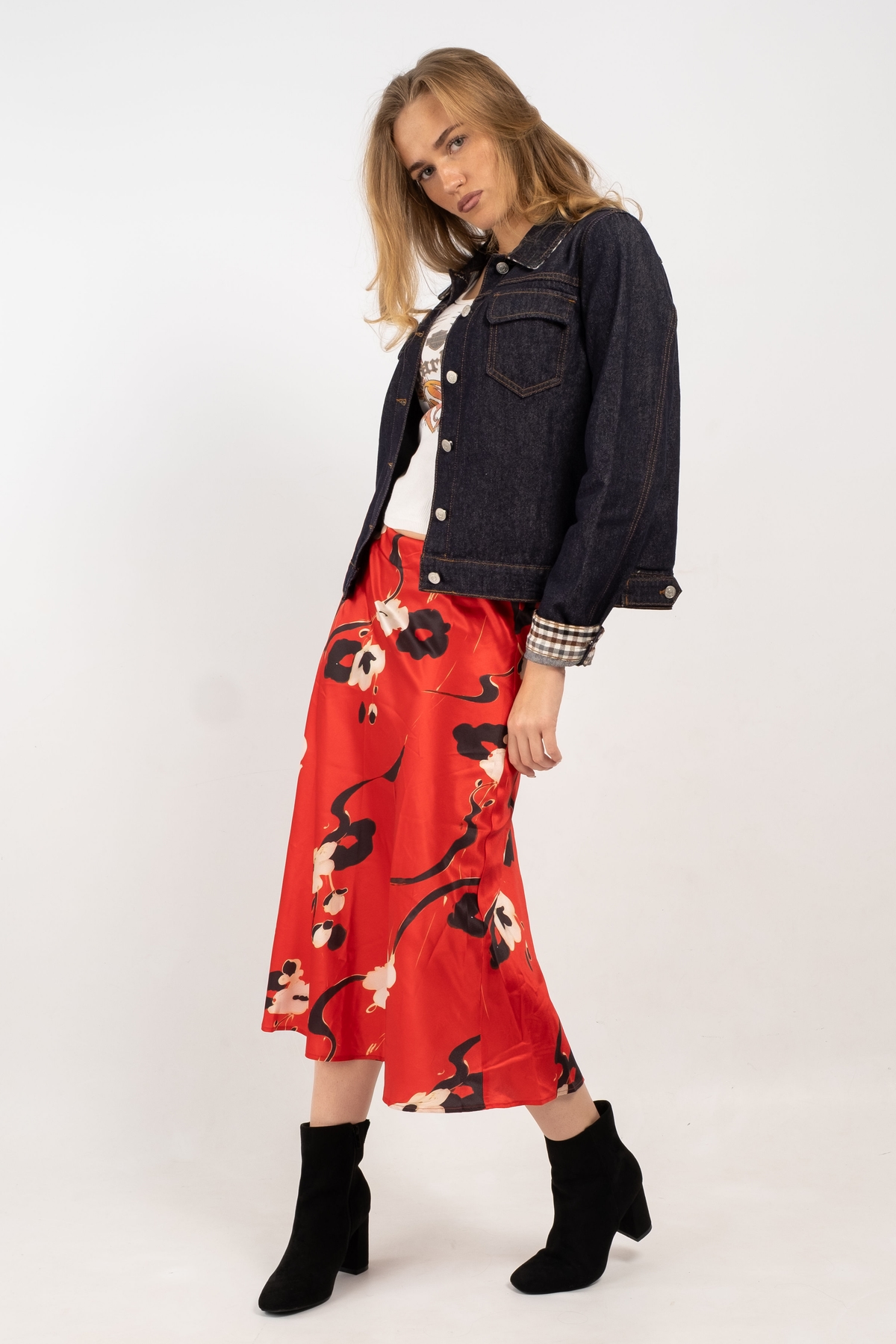 Eliza At The Art Gala Printed Satin Skirt